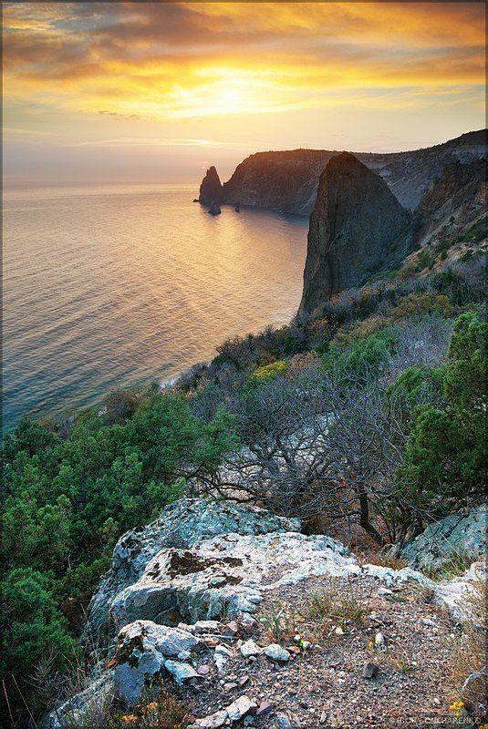 фиолент, горы, пейзаж, море, закат, крым  фото превью