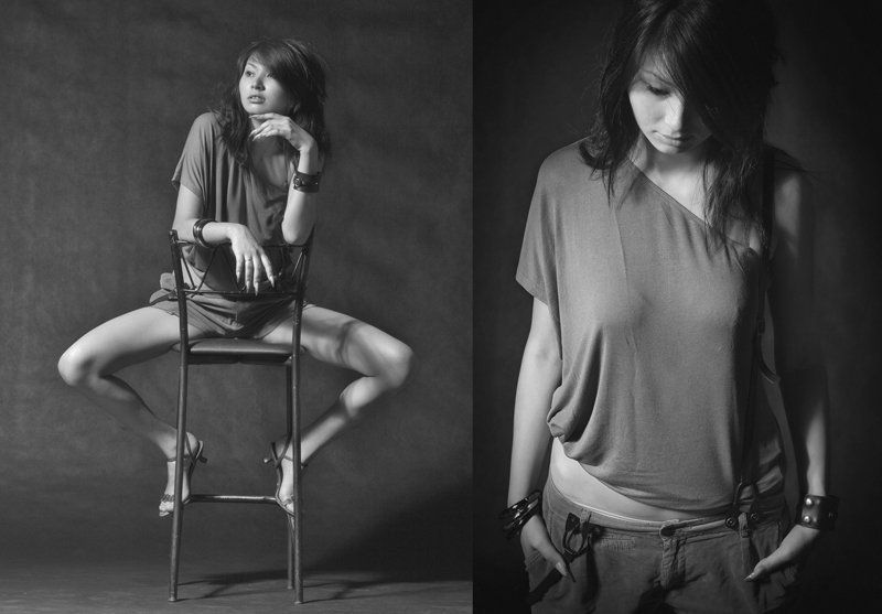 portrait, портрет, girl, девушка, чб, b&w  фото превью