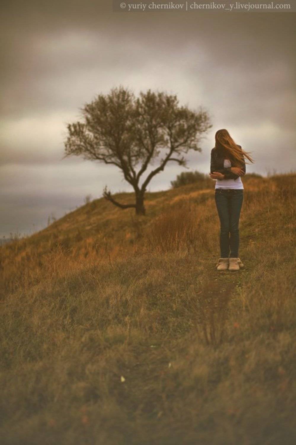 девушка, осень, настроение, ветер, Юрий Черников