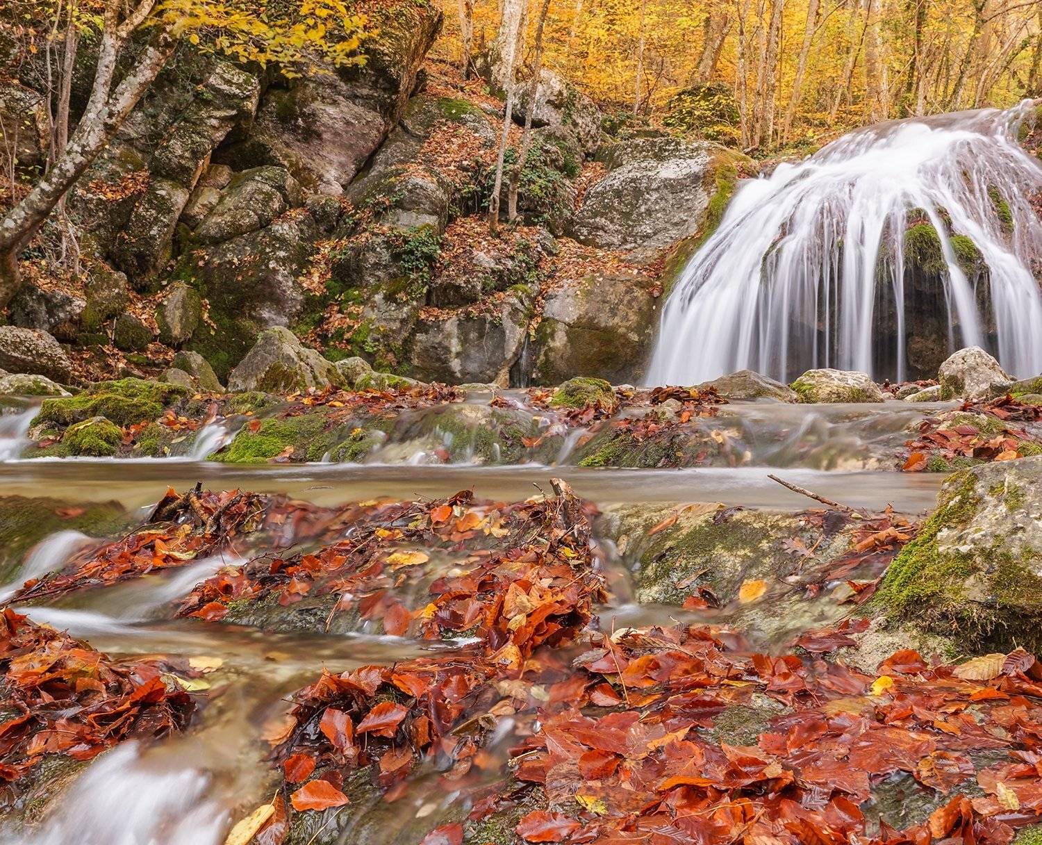 природа, ландшафт, пейзаж, Крым, осень, водопад, Россия, Лариса Николаевна Дука