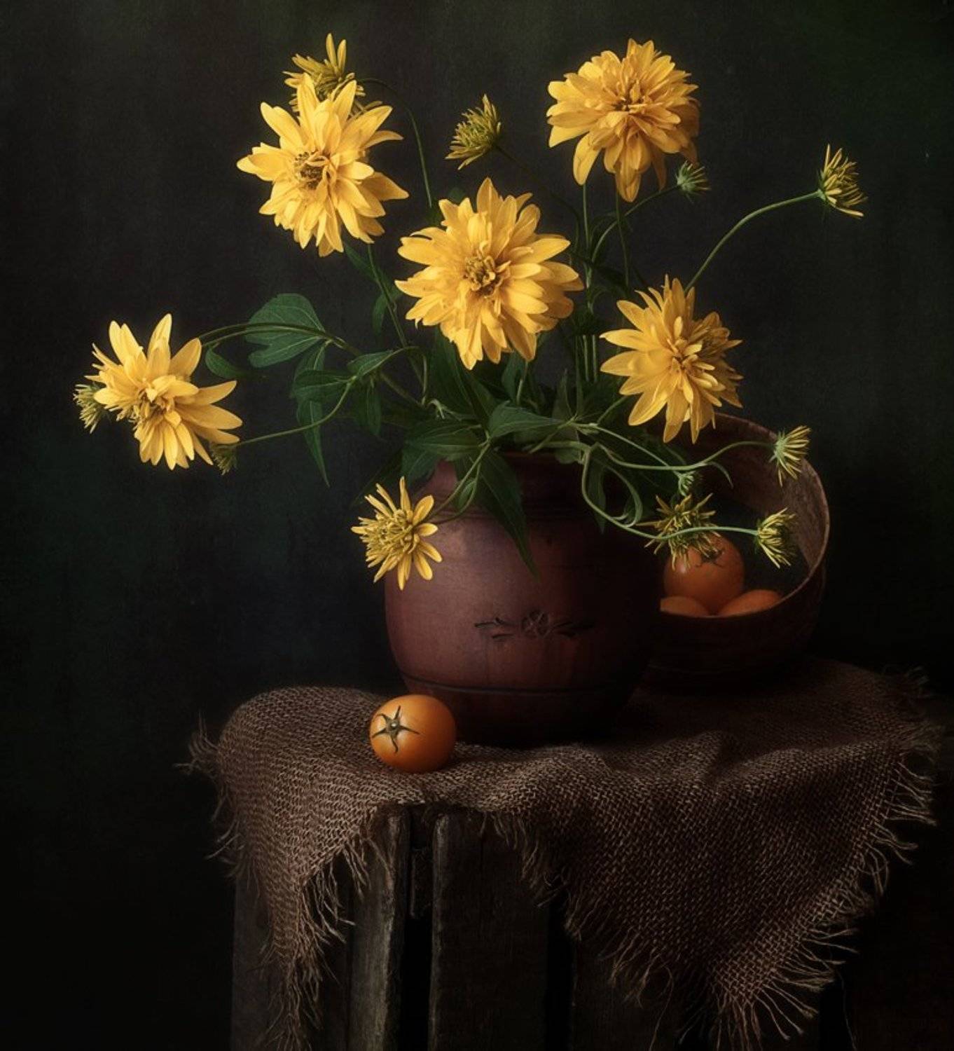 натюрморт,цветы,рудбекия,золотые шары, Наталия К