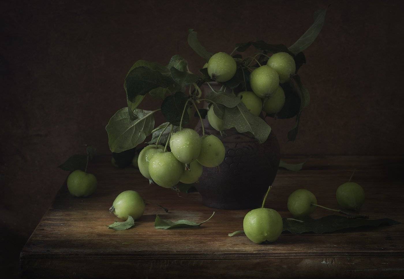 натюрморт,зелёные яблоки, Елена Рубинская