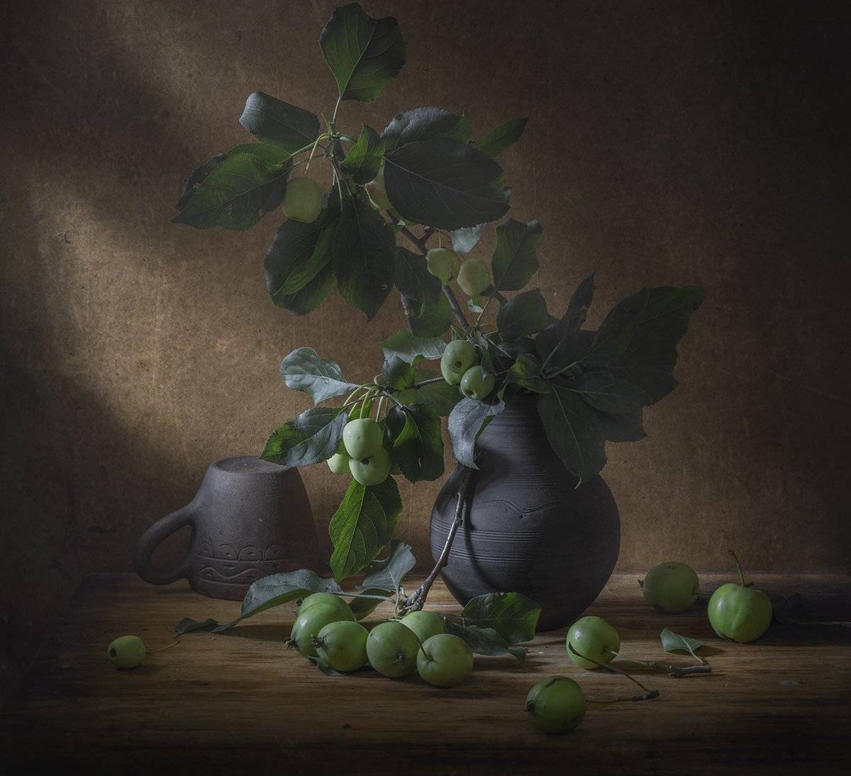 натюрморт,зелёные яблоки, Елена Рубинская