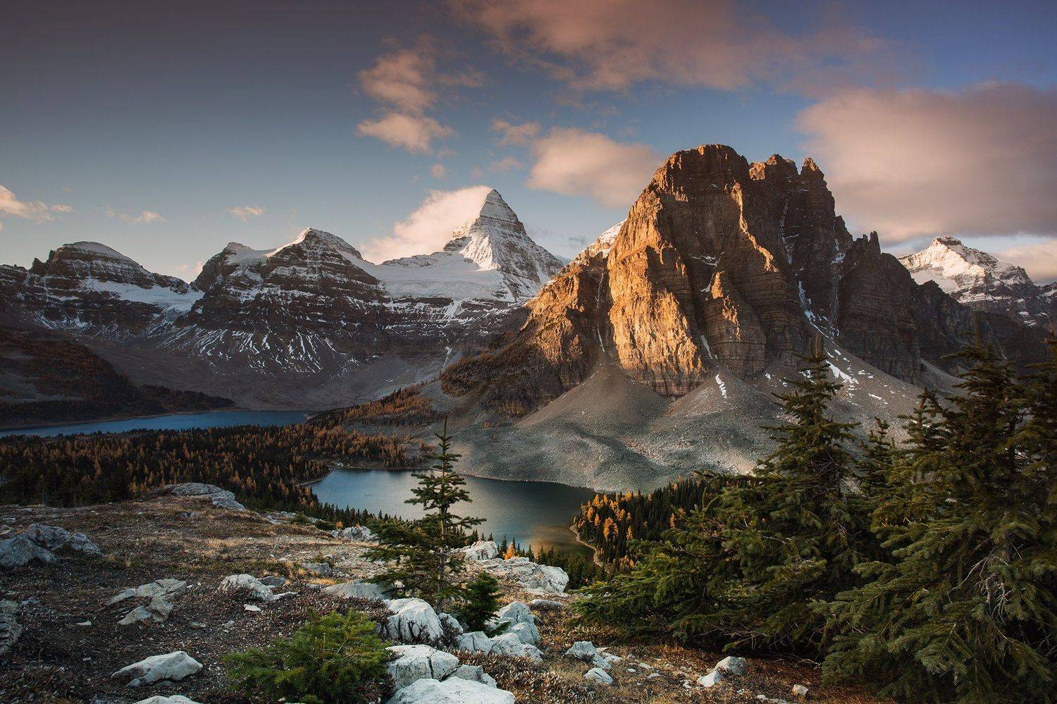 assiniboine, sunburst, , sky, lake, snow, Evgeny Chertov