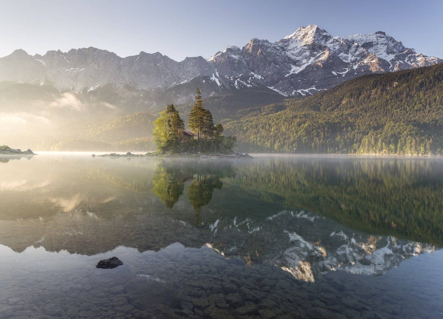 озеро, утро, горы, альпы, Айбзее, Павел Попов