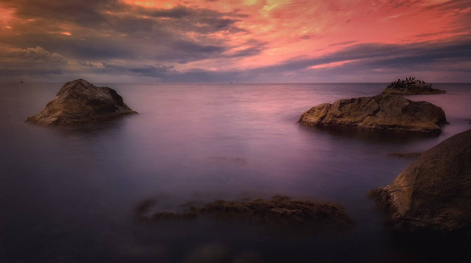 крым, черное море, природа, море, лето, вечер, закат, свет, Алексей Никонов