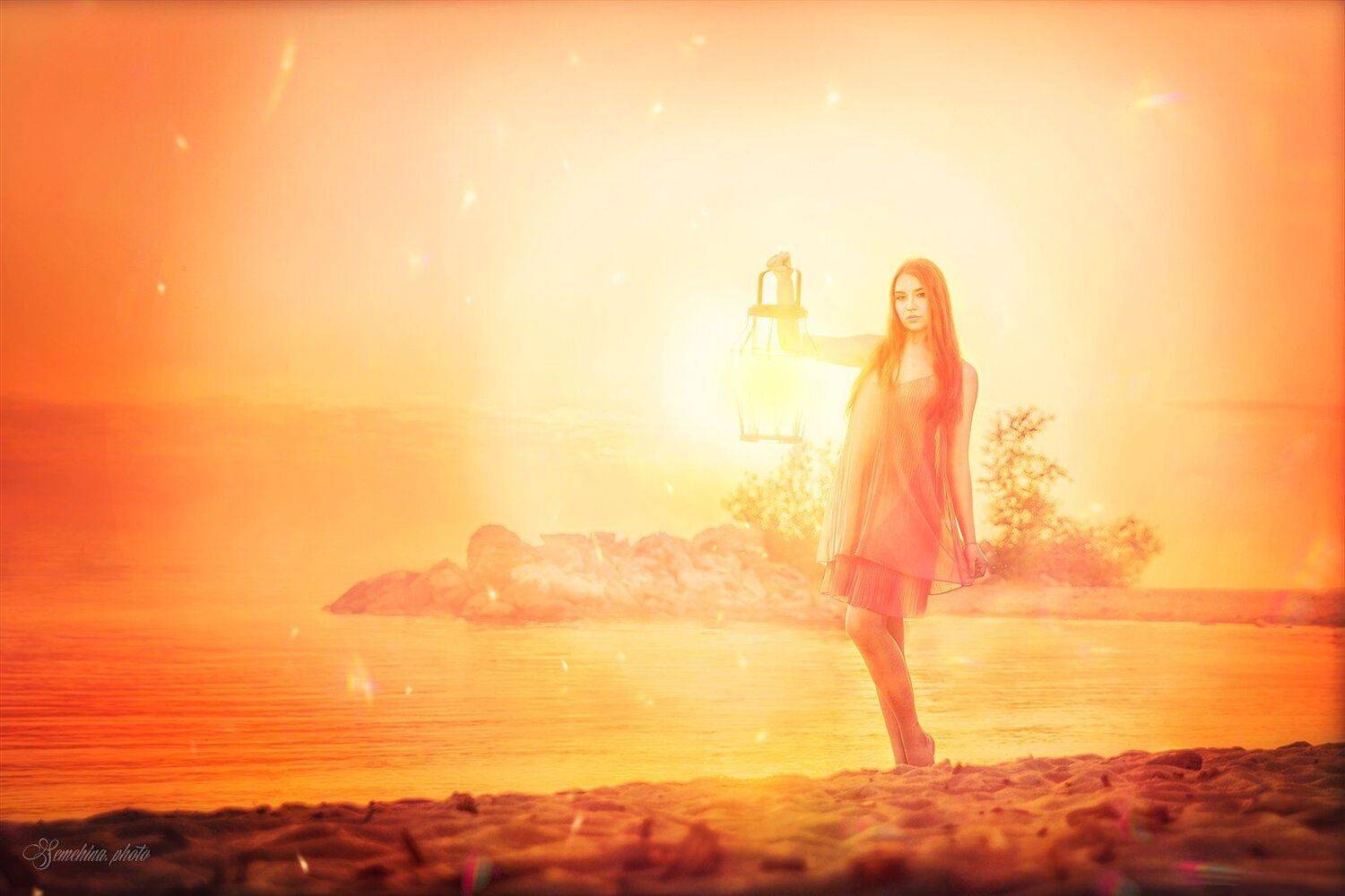 закат, портрет, лето, оранжевый, солнце, девушка, girl, portreit, sunset, sun, summer, orange, Марина Семёхина
