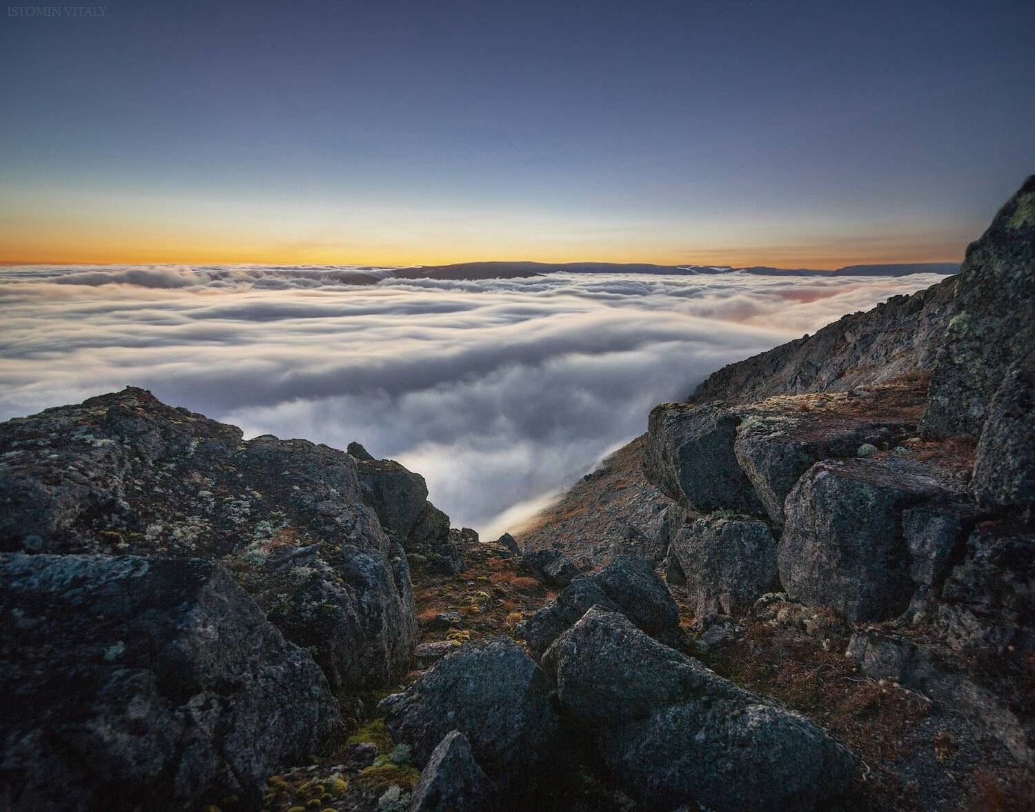 пейзаж,хибины,россия,закат,туман,небо,облака,панорама,цвет,осень, Виталий Истомин