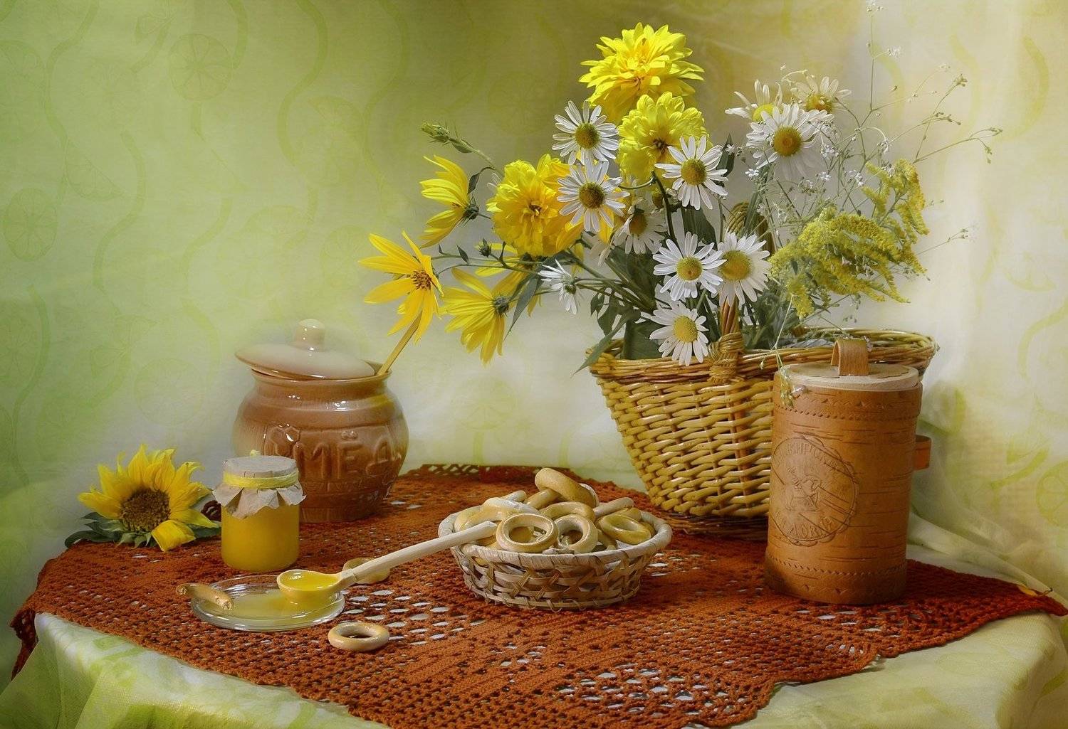 натюрморт,спас,мёд,сушки,букет,август,лето, Инаида