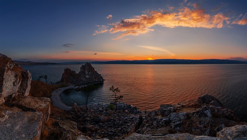 природа, пейзаж, озеро, байкал, сибирь, остров, ольхон, дождь, лето, панорам, закат, вечер, * фото превью