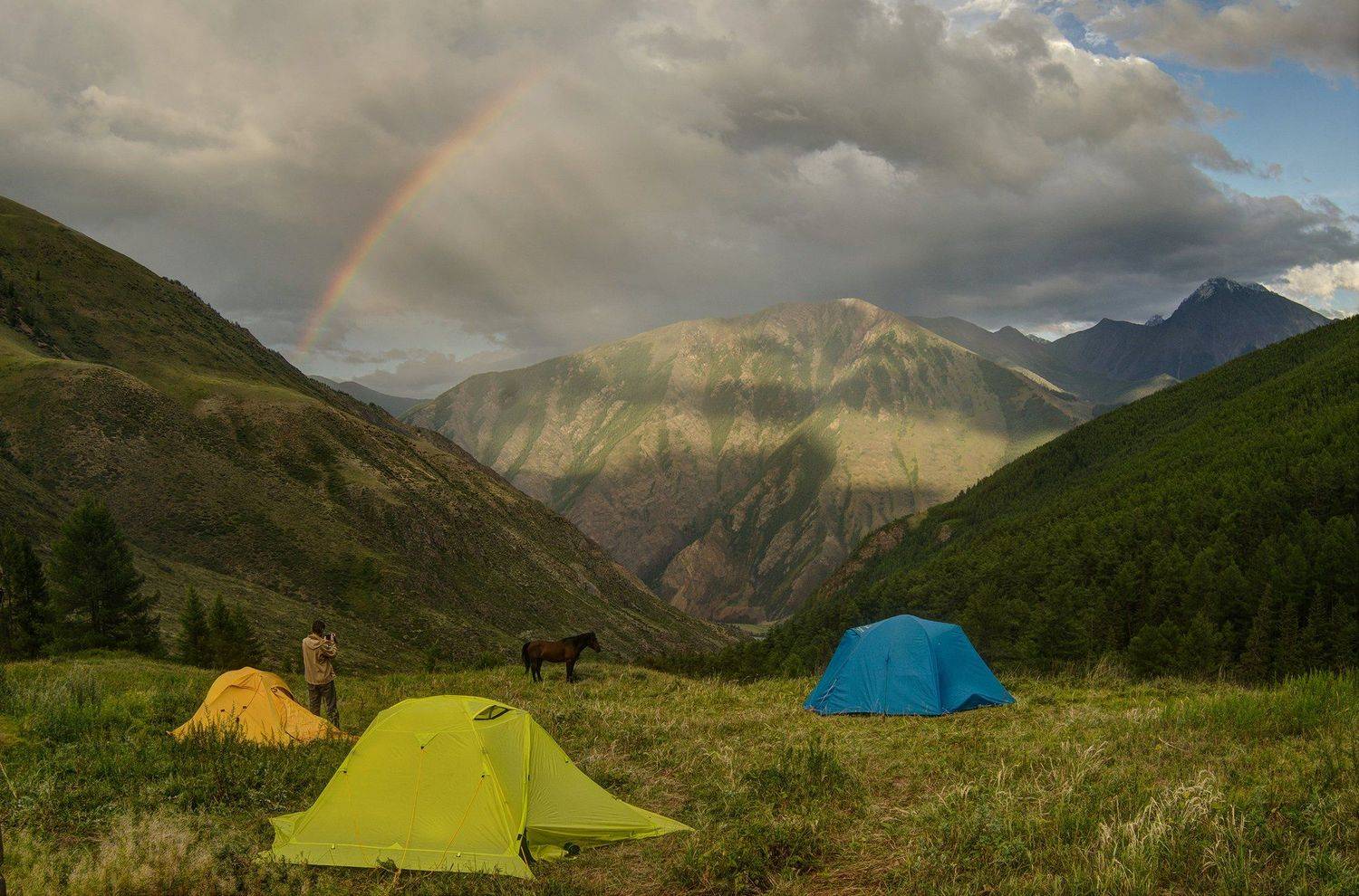 горы, радуга, Алтай, Алексей