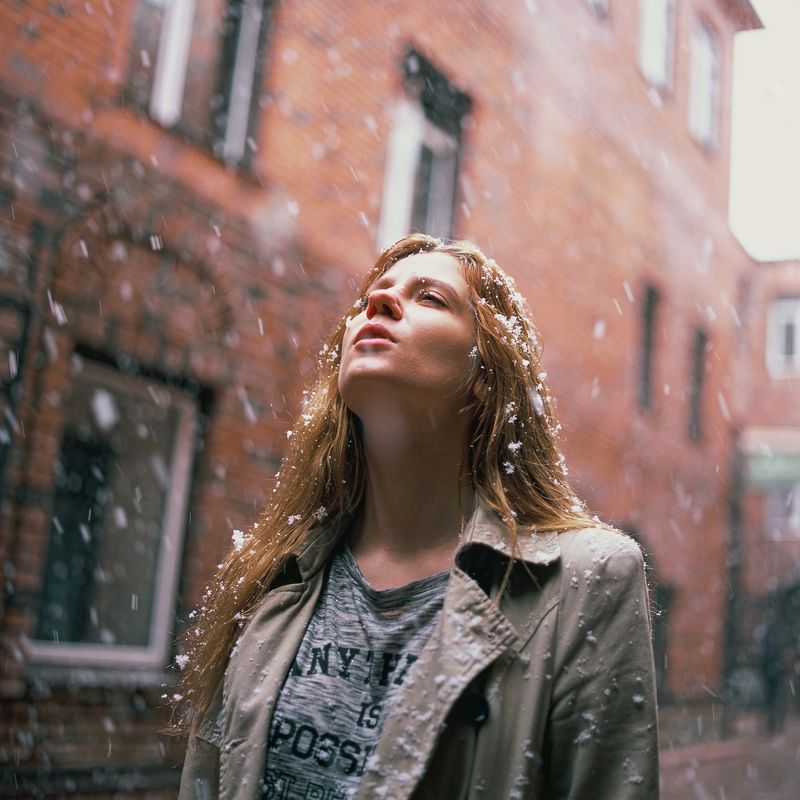 film, fuji, girl, lady, snow, light, dynamic, red, head, hair, снег, падает, падающий, зима, winter Anastasia фото превью