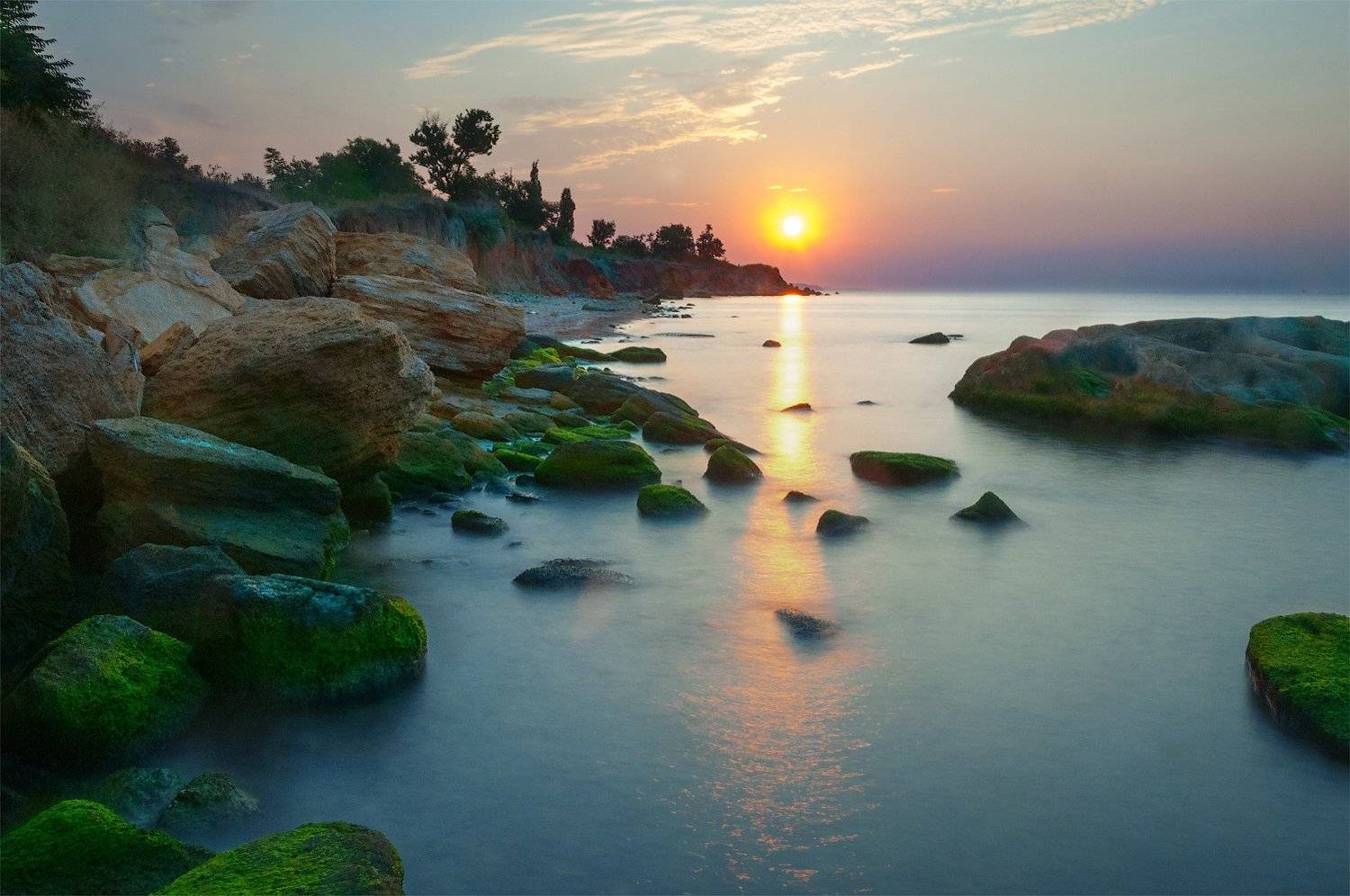 Рассвет, Одесса, Фонтанка, отражение, лучи, камни, берег, пляж, облака, Андрей Кобыща