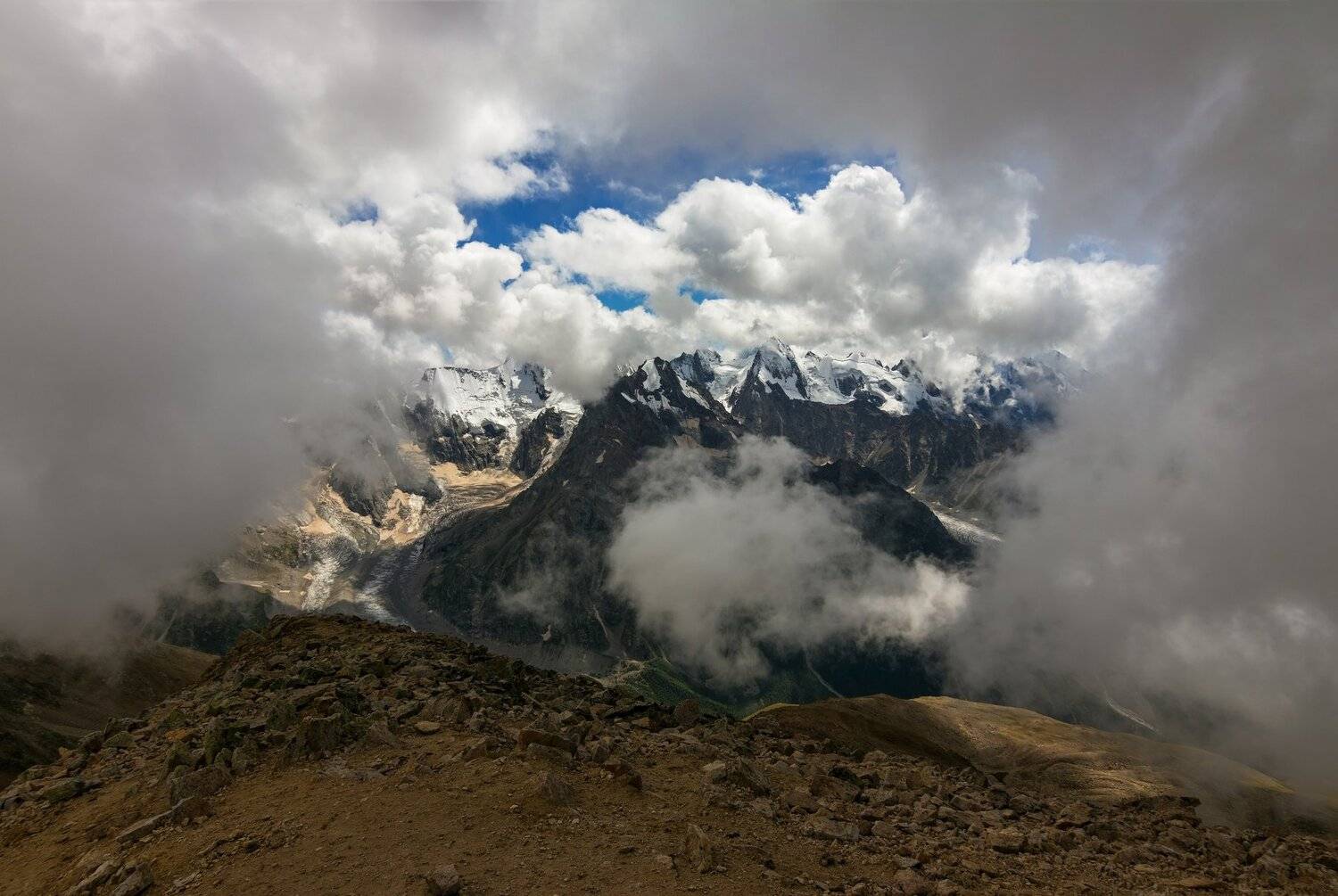 горы, облака, кавказ, Эстелла