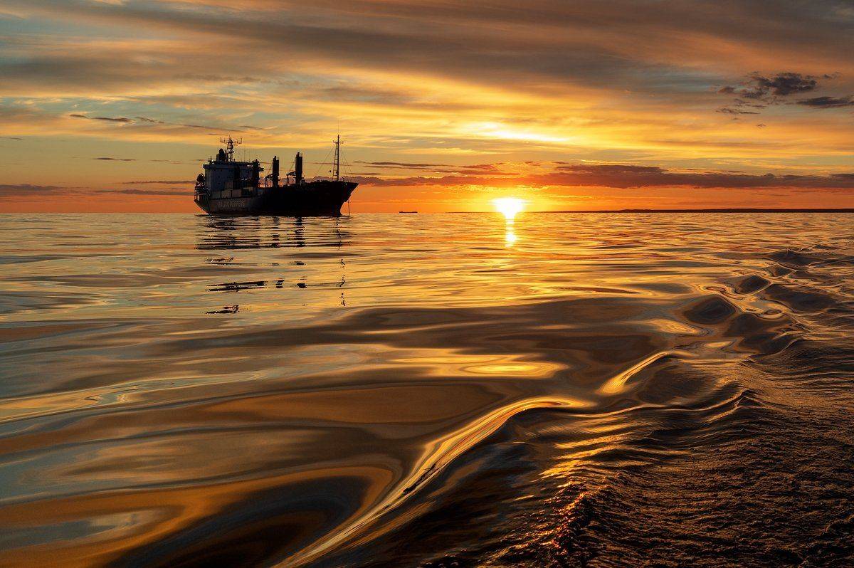 Золотой закат. Финский залив., Юрий Чернов