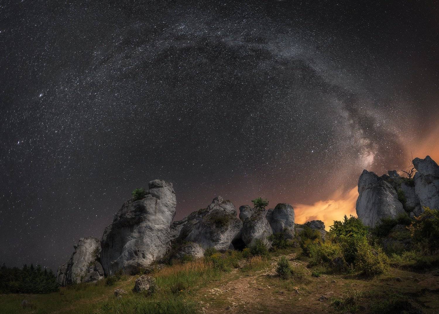 milky way, sky, night, stars, Poland, summer, dark, Cracov, rocks, , Patrycja Towarek
