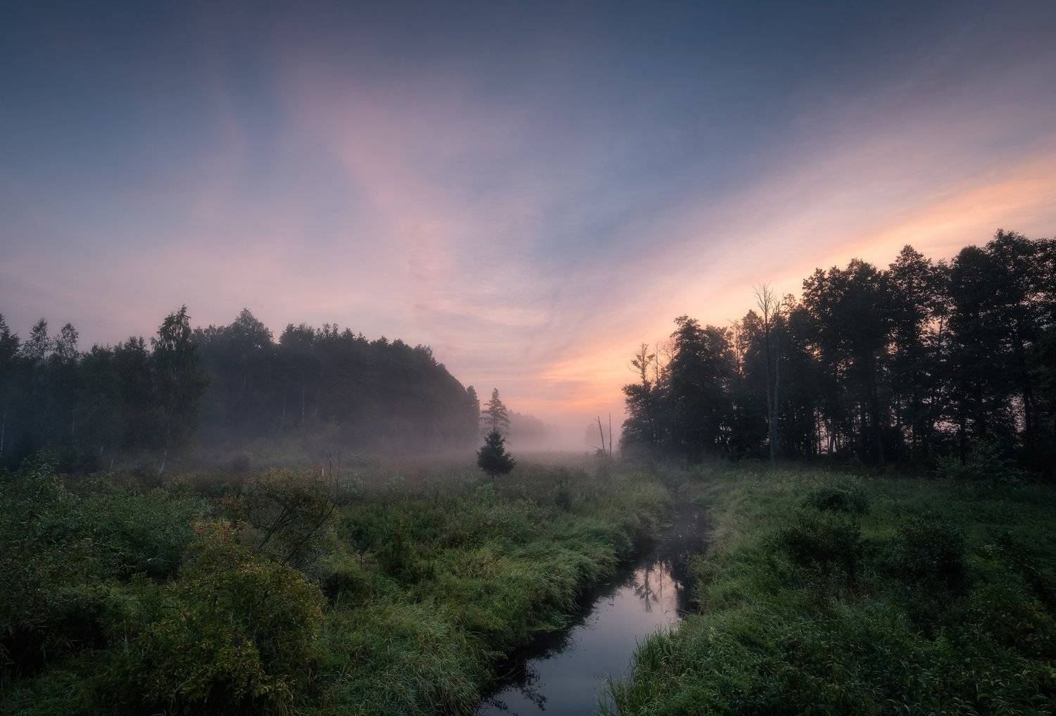 poland podlasie sky clouds sunrise dawn outdoor summer mood river mist fog, Maciej Warchoł