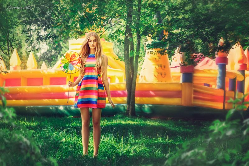 девушка, лето, желтый, оранжевый, girl, portreit, summer, yellow  фото превью