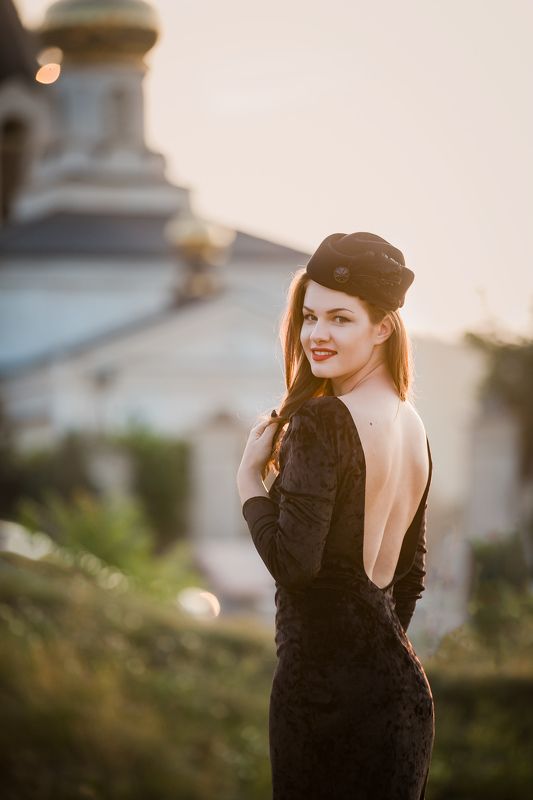 модель, девушка,церковь,лето, закат, фотосессия, винтаж, ретро Елена фото превью
