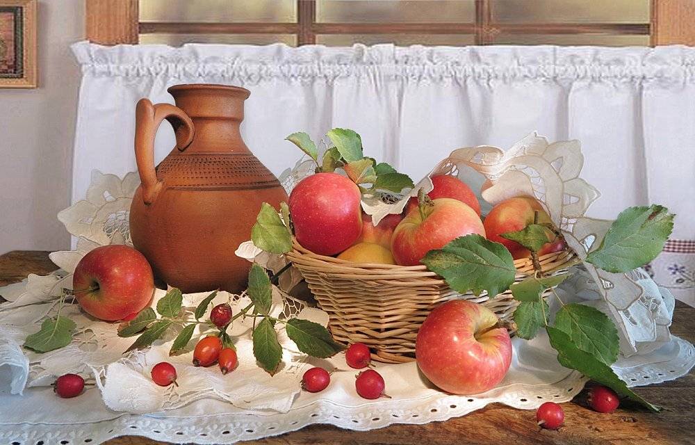 кувшин,яблоки,салфетка, Алла Шевченко
