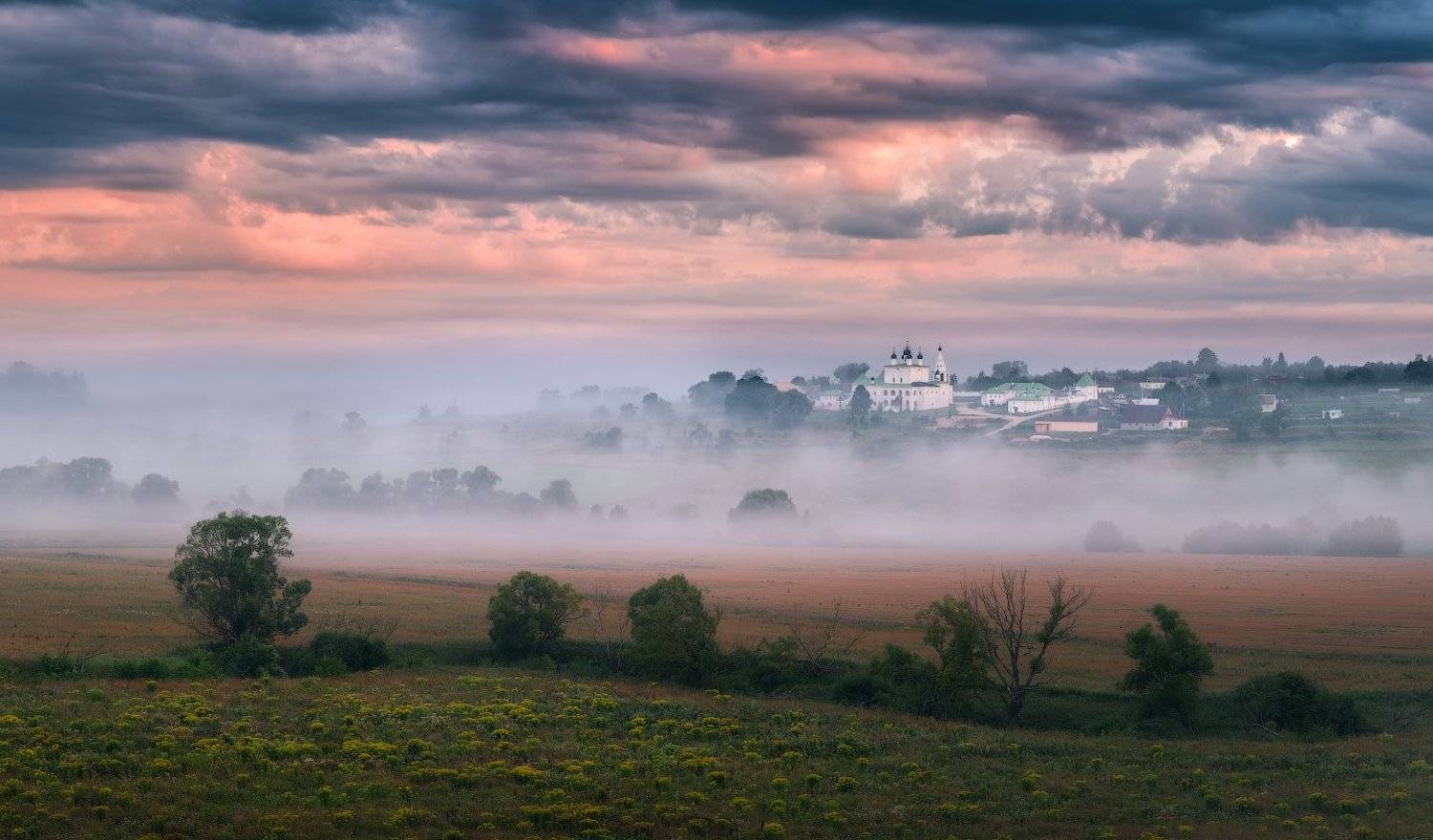 рассвет, природа, река, утро, река, туман, Виталий Левыкин