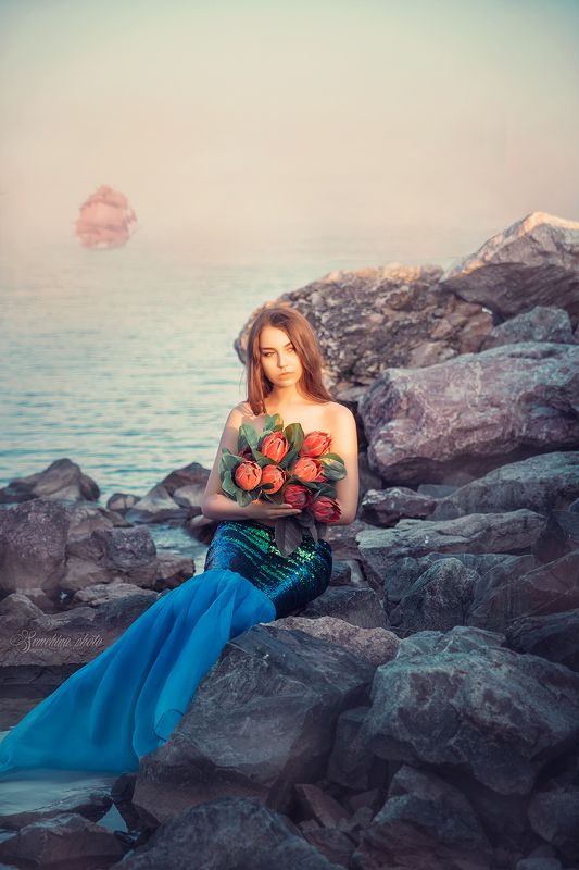 девушка, портрет, русалка, лето, фантазия, girl, portreit, murmaid, summer, fantasy  фото превью