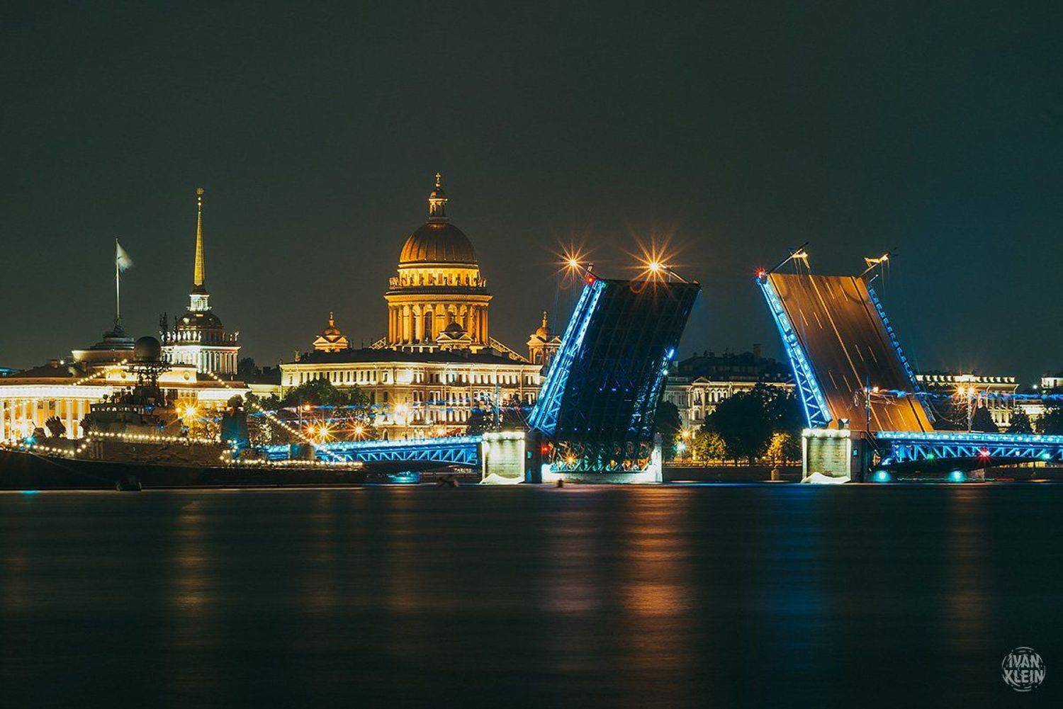 город, центр, питер, петербург, спб, санктпетербург, здания, здание, собор, мост, архитектура, исторический центр, вода, река, ночь, ночной город, длинная выдержка, россия,, Иван Клейн