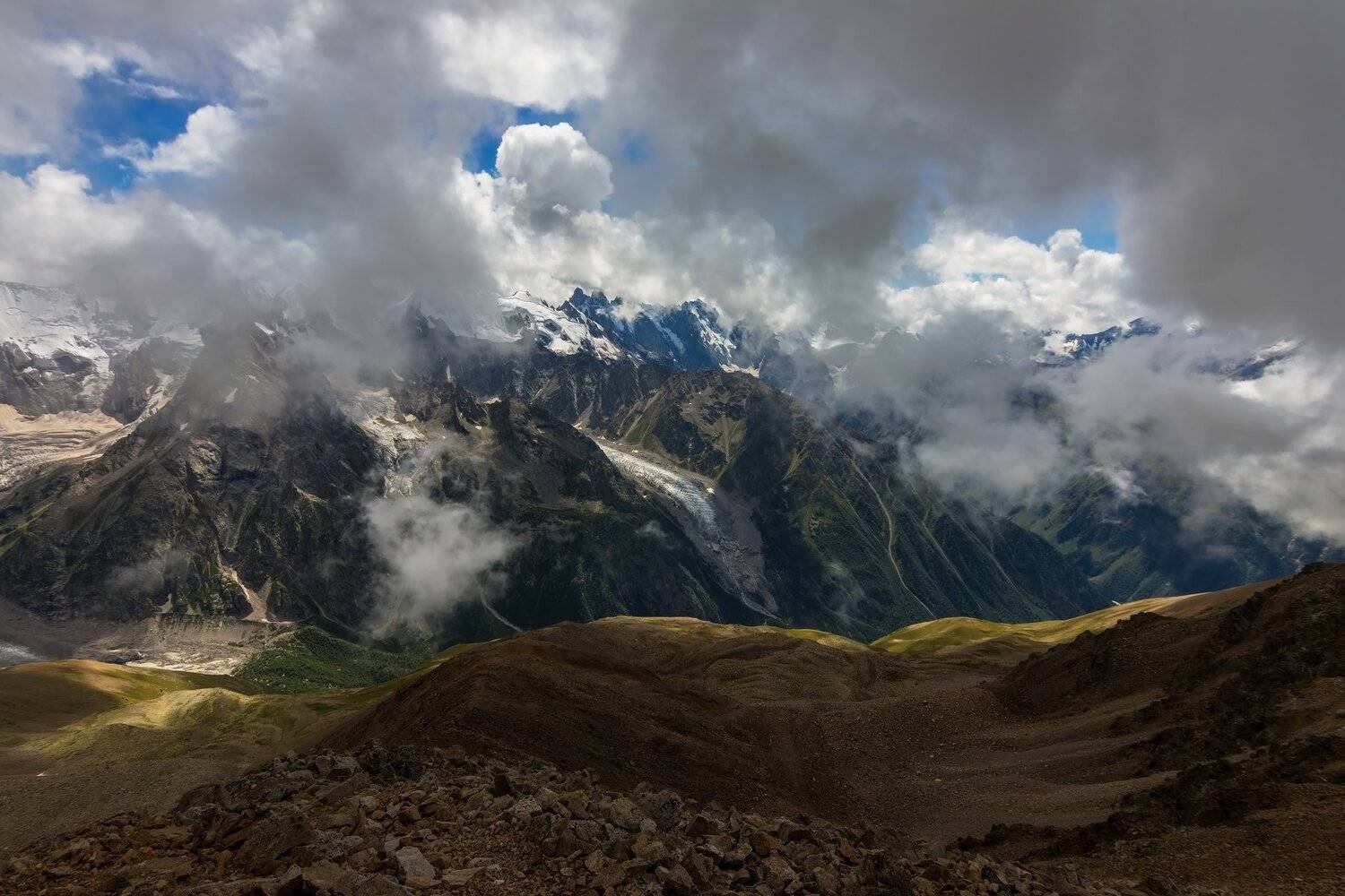 горы, облака, кавказ, Эстелла