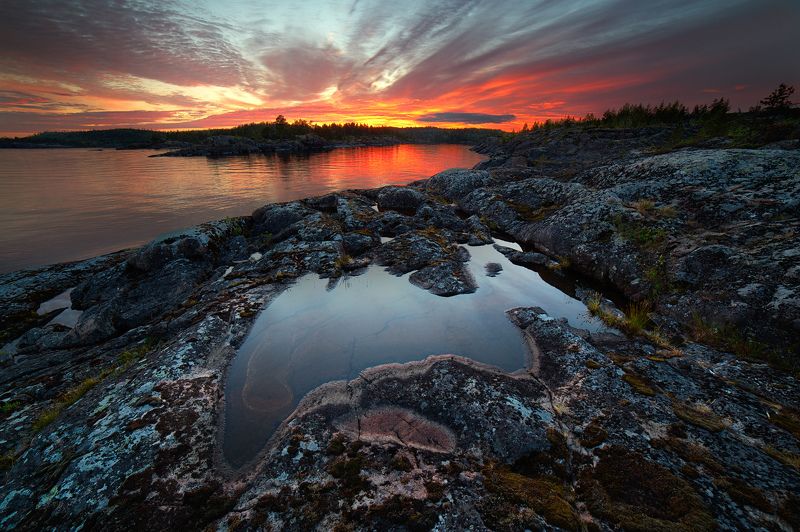 Закат в Ладожских шхерах фото превью