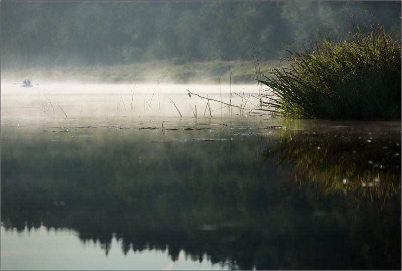 река угра национальный парк туман утро рыбаки камыши Утро на Угре фото превью