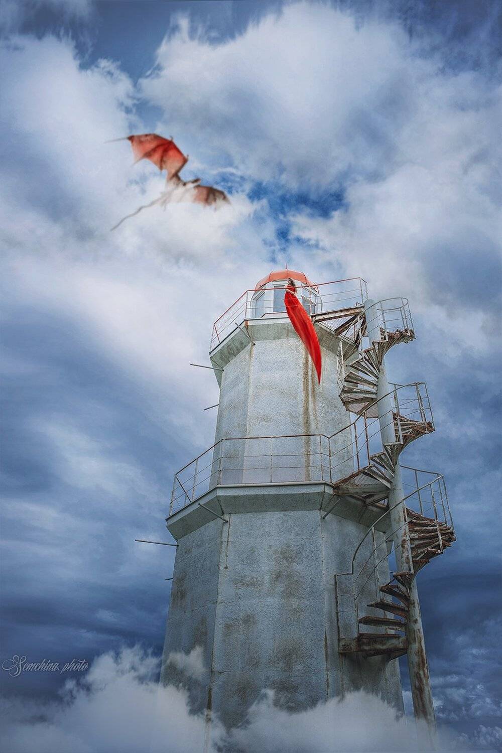 девушка, портрет, башня, сказка, рапунцель, дракон, облака, girl, portreit, fairy, fairy tale, dragon, rapunzel, castle, tower, Марина Семёхина