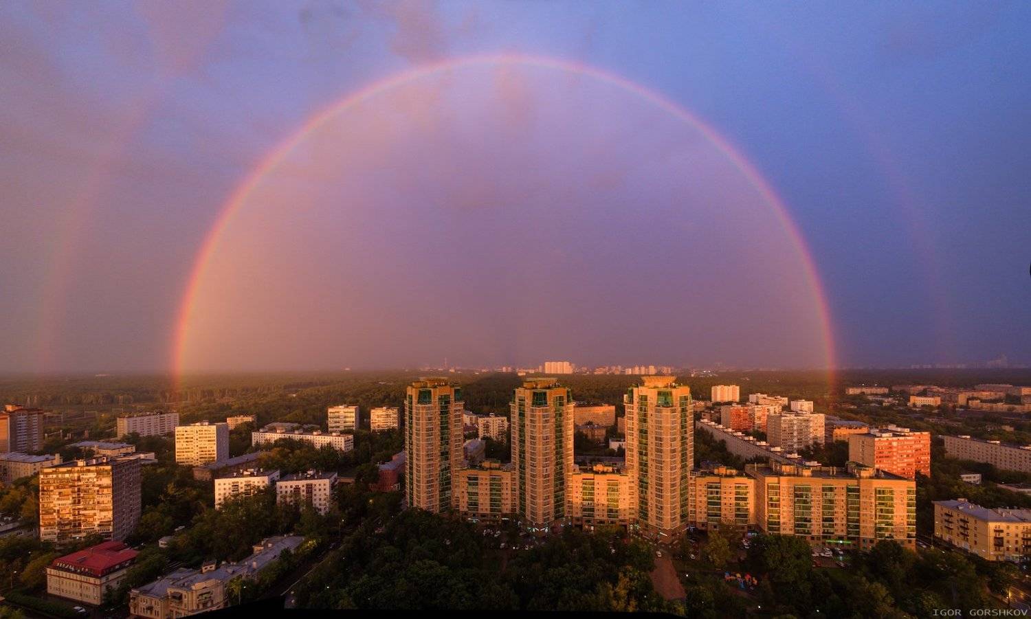 москва,радуга,пейзаж,город,гроза,туча,ливень,дождь,закат,лосиный остров,лес,парк,лето,вечер, Горшков Игорь