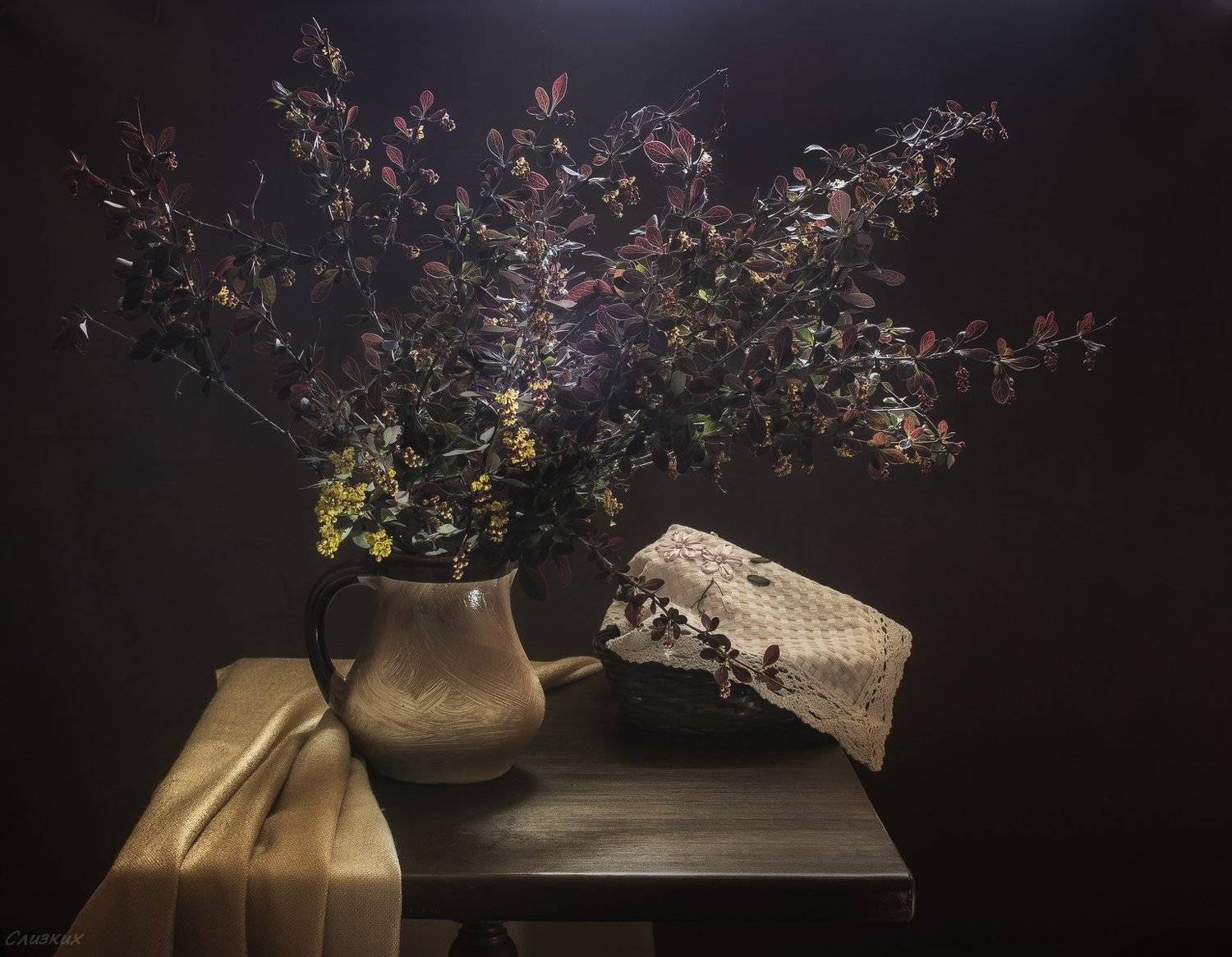 натюрморт, барбарис,ветки,букет,кувшин,лето, Инаида