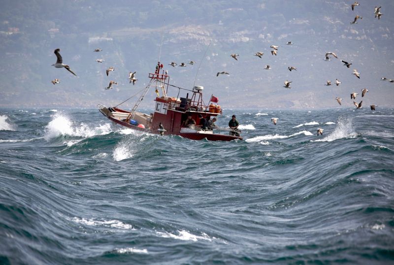 рыбаки, гибралтар, океан,  шторм, чайки Рыбаки в проливе Гибралтар фото превью