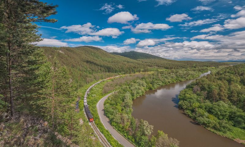 жд, железная дорога, поезд, россия,  пейзаж, skrylov, skrylov_official,  челябинская область, юрюзань, лето, тепловоз, поезд, лес, горы *** фото превью