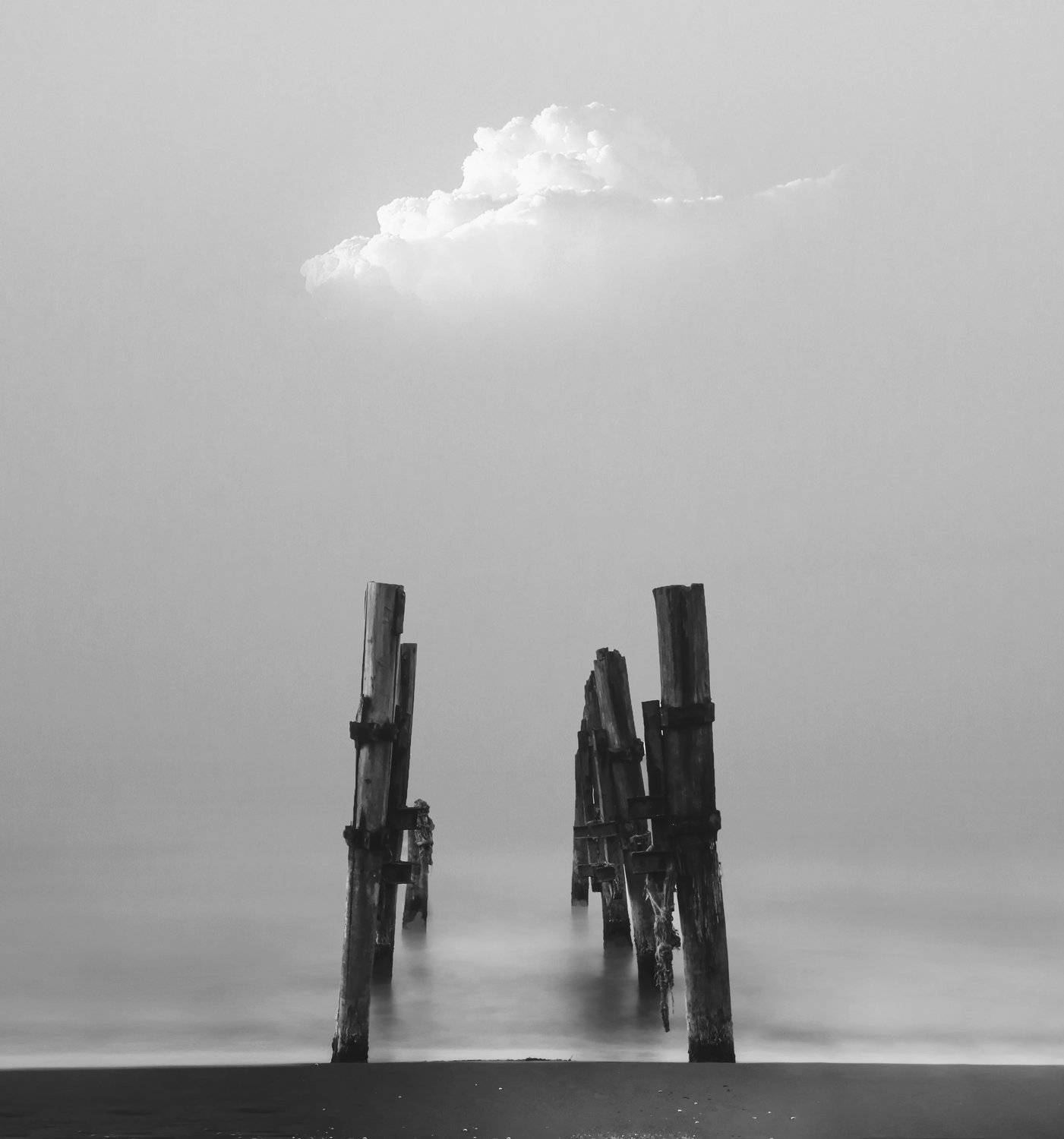 minimal bnw black and white sea sky, Asef Azimaie