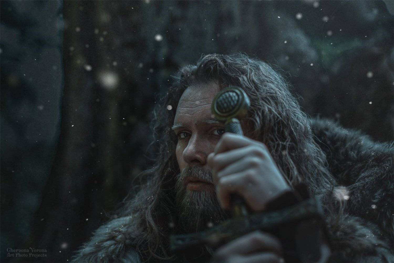 воин, зима, играпрестолов,меч, фентези, Дарья Яковенко