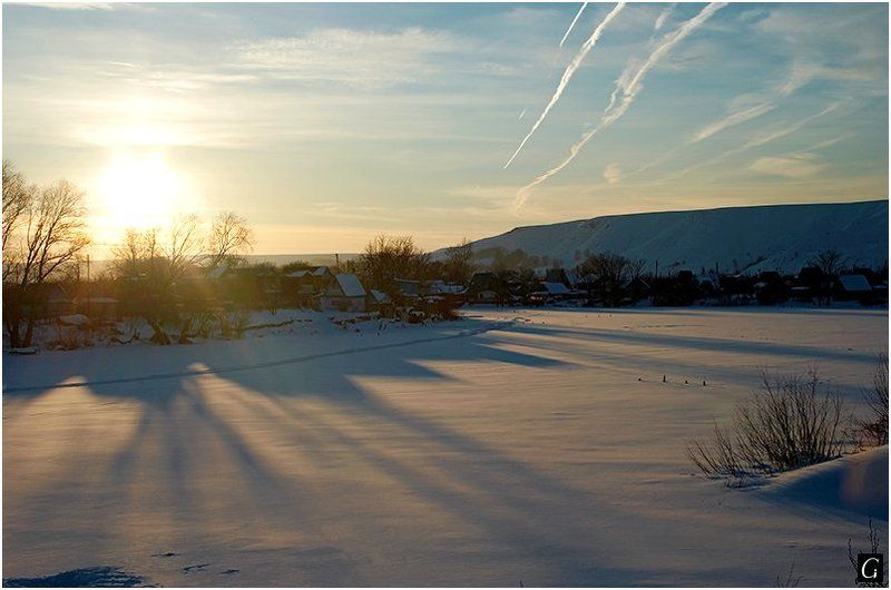 нижняя, кама, закат, март, тени Золото на голубом. фото превью