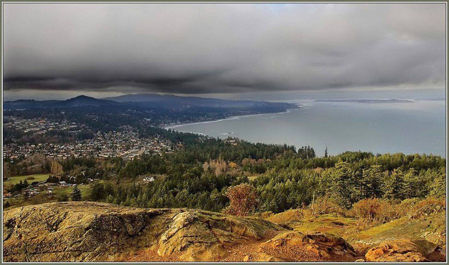 канада, берег, ванкуверн, виктория, пролив, облака, деревья, прибой, острова, Евгений Иванюшенко