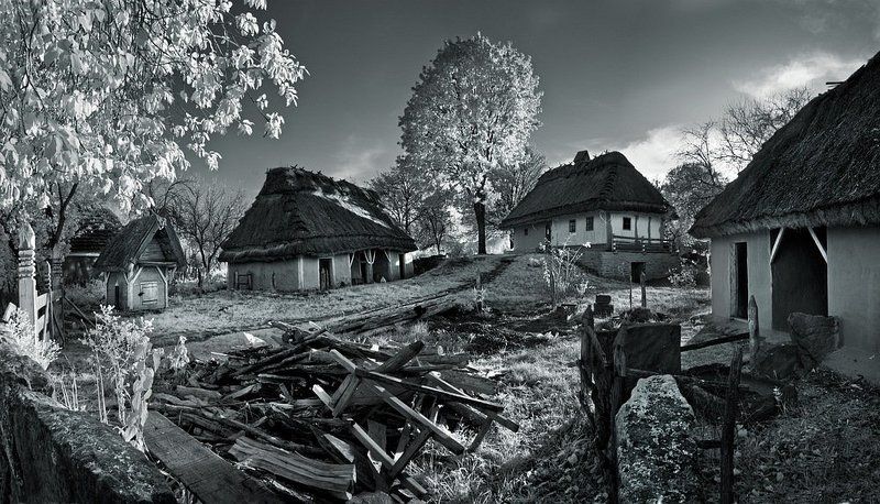 ик, двор, осень инфракрасное подворье фото превью