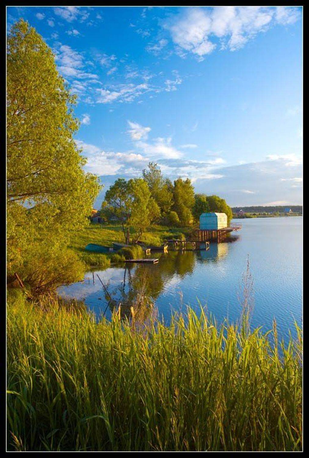 лето, озеро, вода, облака, отлых, Павел