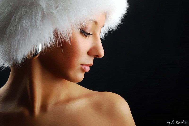 девушка, портрет, губы, мех person... фото превью