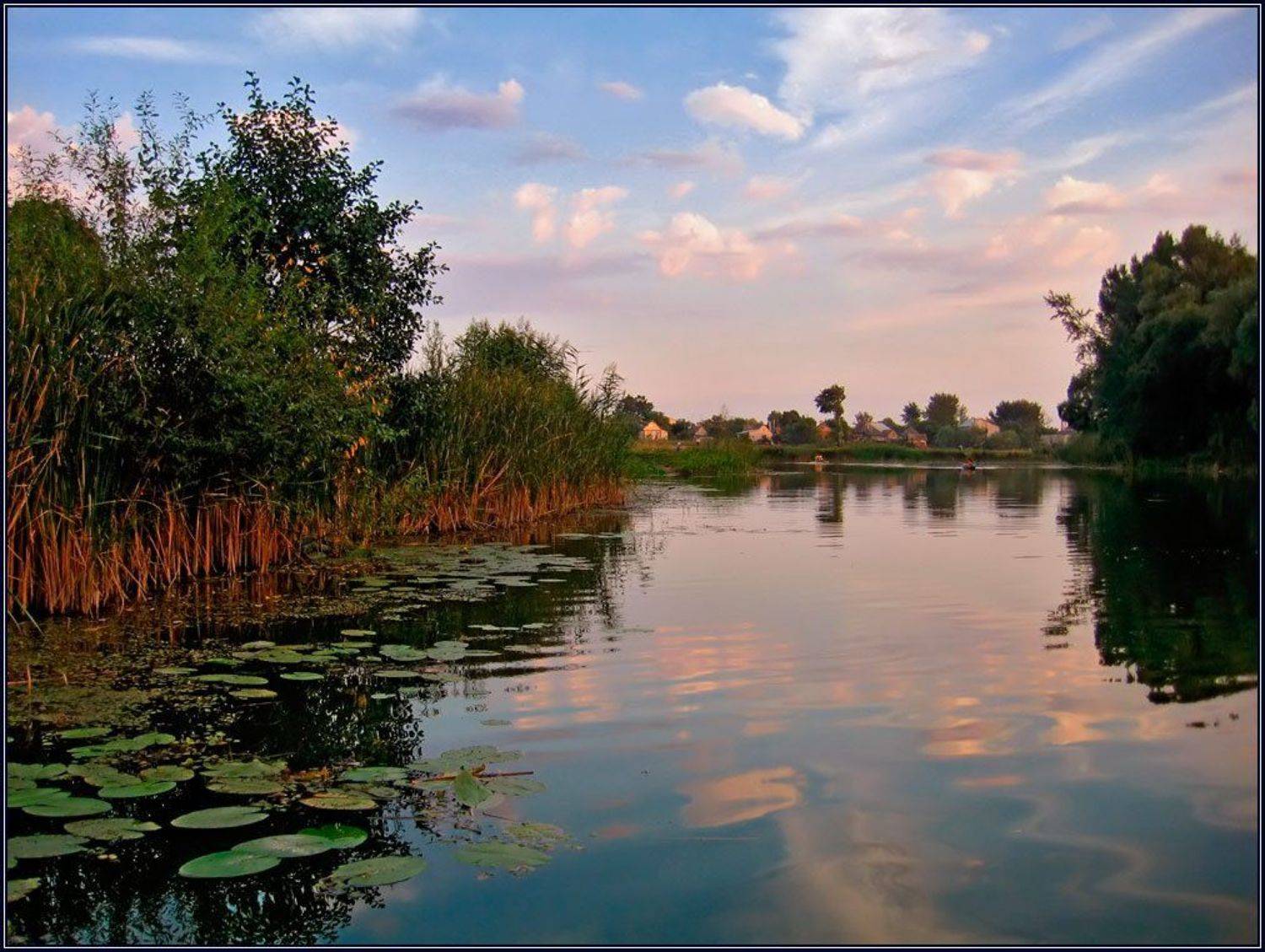 украина, миргород, закат, река, хорол, отражение, лето, лодка, Алёна