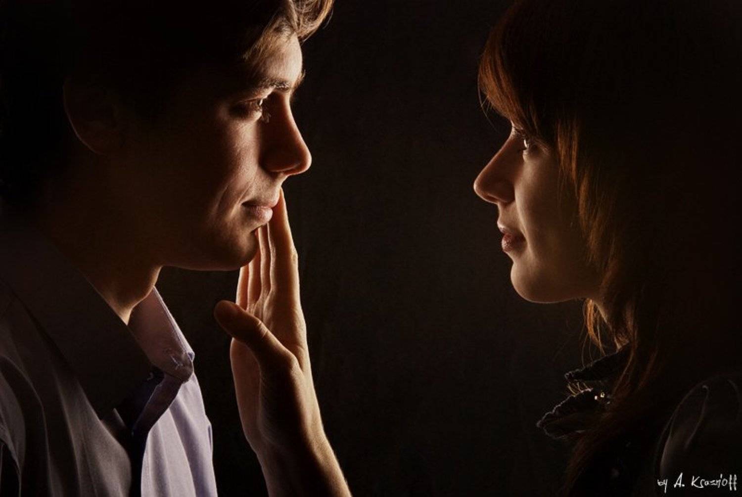 девушка, парень ,прикосновение, взгляд, любовь, A.Krasnoff