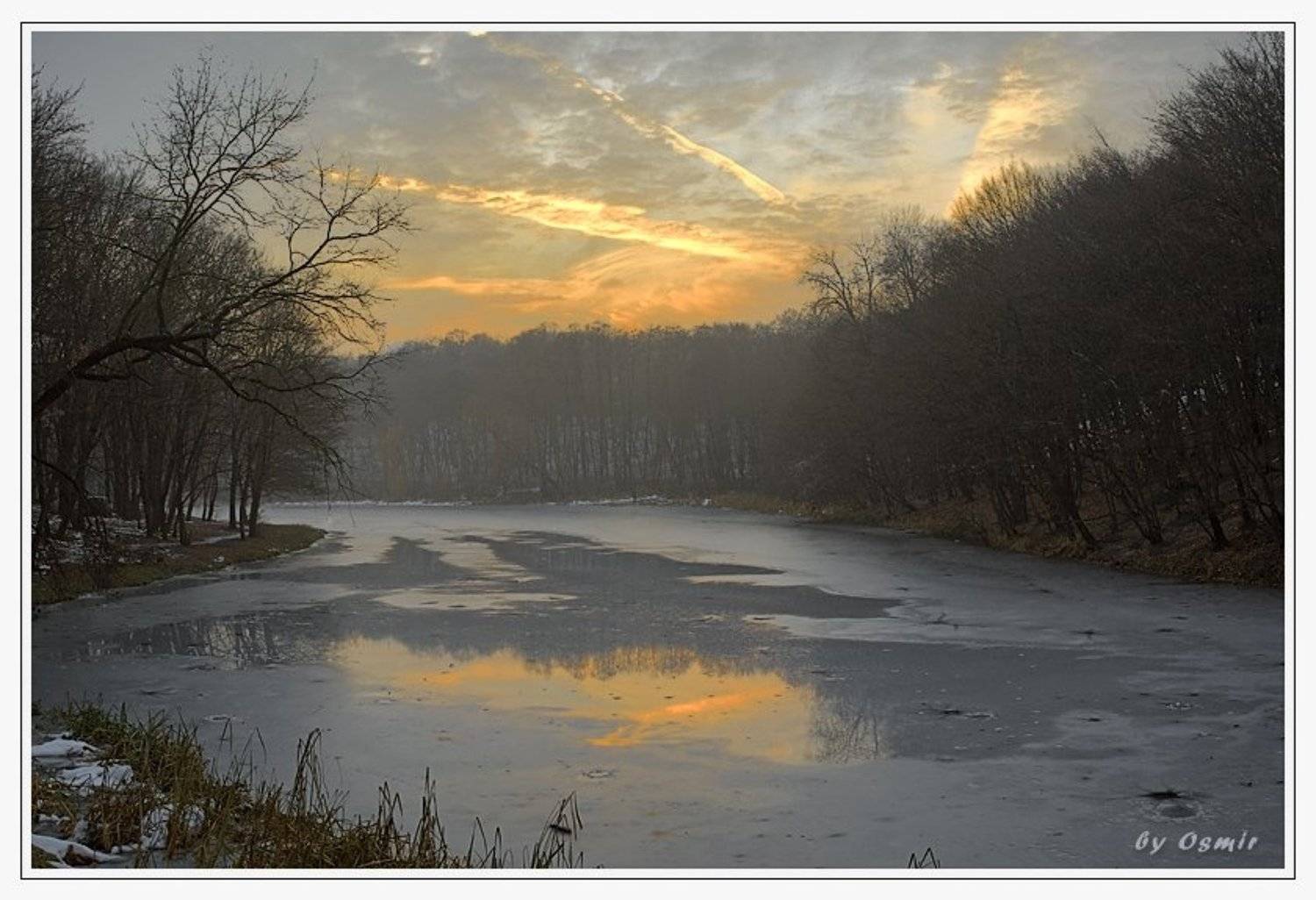 закат, осень, голосеевский парк, озеро, Алексей Миронченко