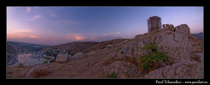 море, бухта, лодки, пейзаж, панорама, балаклава, севастополь, закат, чембало  фото превью