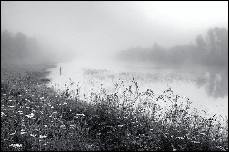 нсо, река, иня, лето, туман, рыбак, аня графова Рыбацкое утро фото превью