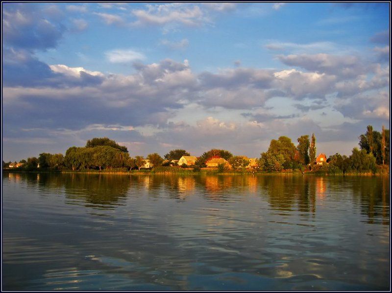 украина, миргород, лето, река, хорол, закат, облака, отражение Предзакатный Хорол фото превью