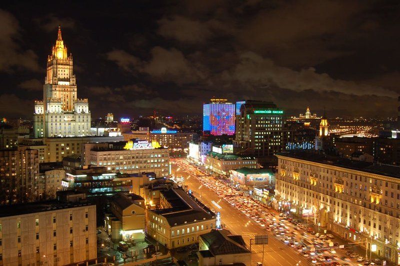 москва, смоленская, площадь, ночь Москва. Смоленская площадь фото превью