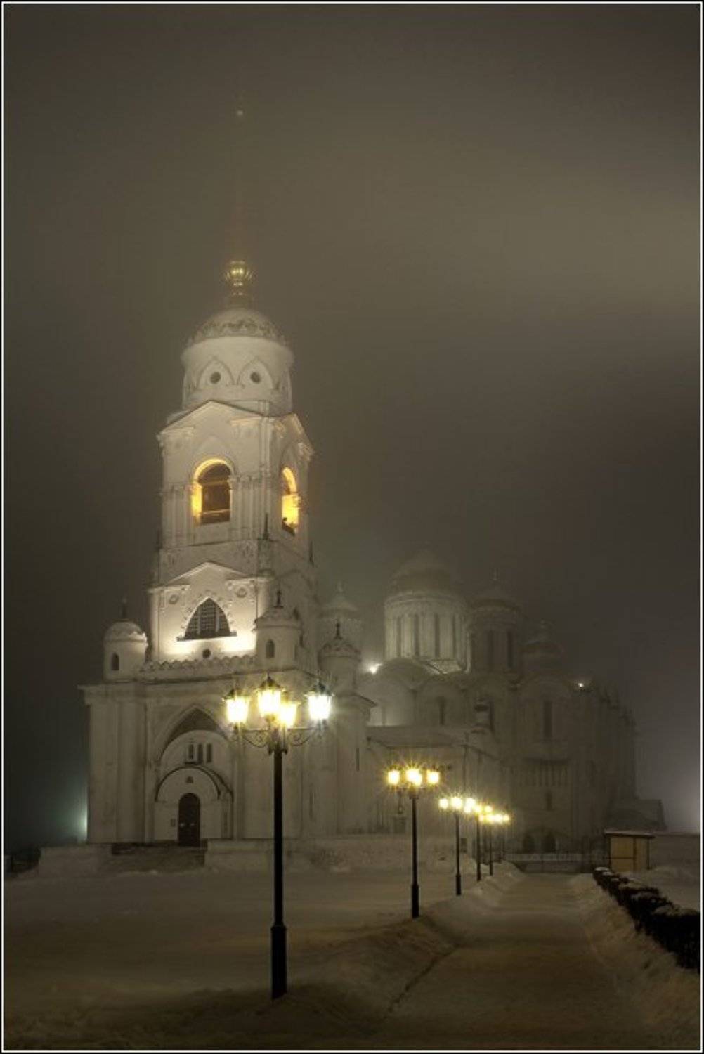 успенский, собор, владимир, ночь, туман, золотое, кольцо, Alex Sheptl